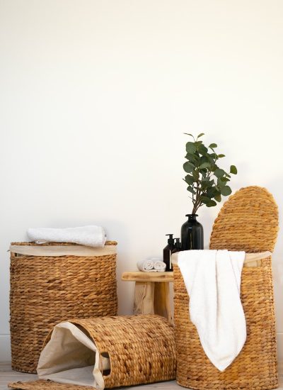 Utilise Baskets to add Texture for bathroom decor